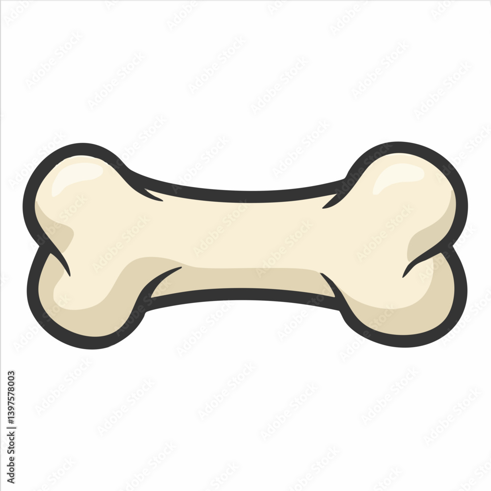 Fototapeta premium Cartoon Dog Bone Illustration. Vector Image