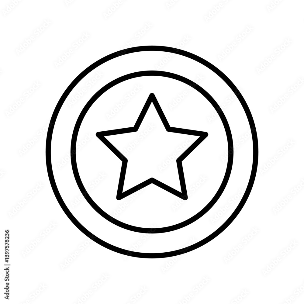 Outlined Design of Casino Chip Featuring a Star Symbol in the Center Outlined Design of Casino Chip Featuring a Star Symbol in the Center