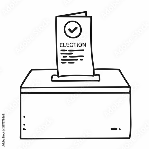 Ballot Box and Election Document Illustration. Vector Image