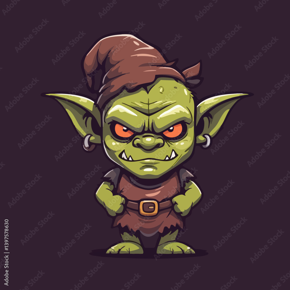 Obraz premium Angry Goblin Cartoon Character Illustration. Vector Image