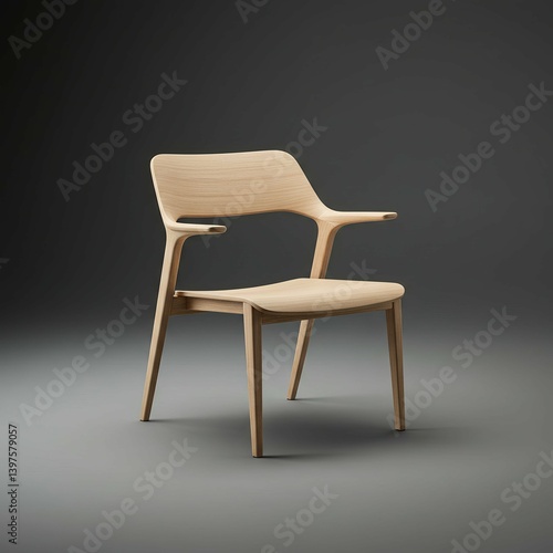 Wallpaper Mural Wooden Armchair in Studio with Minimalist Design and Light Wood Torontodigital.ca