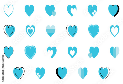 シンプルなハートマーク セット 水色