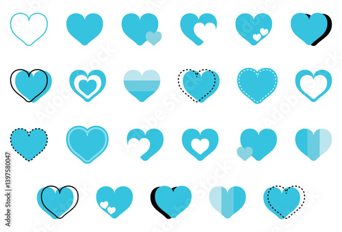 シンプルなハートマーク セット 水色