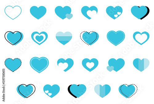 シンプルなハートマーク セット 水色
