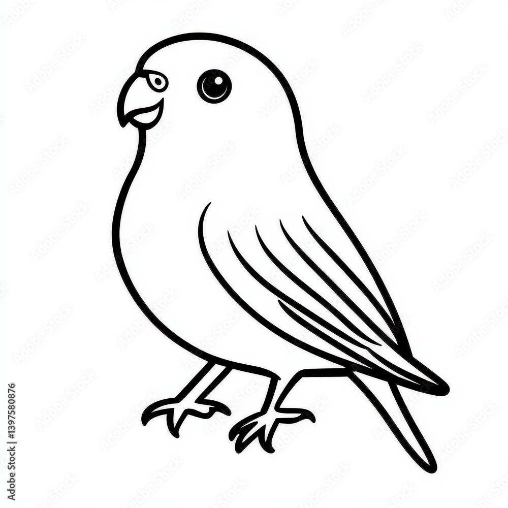 Fototapeta premium Budgerigar line art icon featuring a simple design of the bird in a relaxed pose