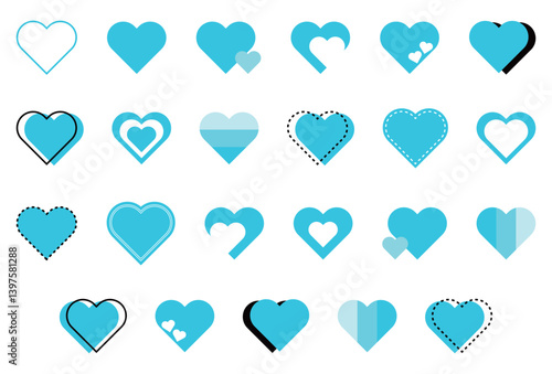 シンプルなハートマーク セット 水色