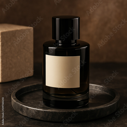 A bottle of perfume against a luxury background 