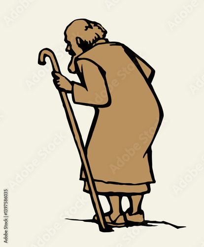 Vector drawing. Jewish man walk
