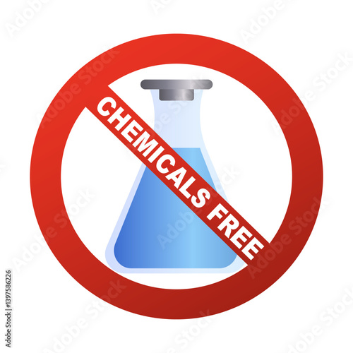 Chemistry, no chemicals. No dyes or artificial flavors icon.Vector illustration.