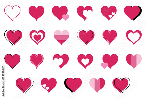 シンプルなハートマーク セット 赤色