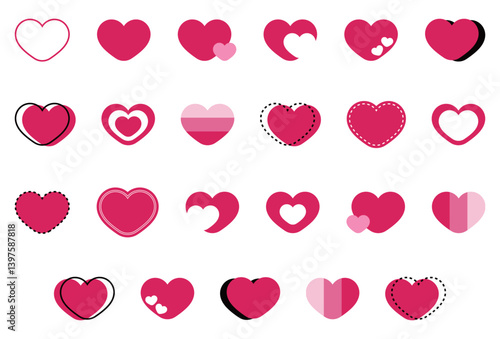 シンプルなハートマーク セット 赤色