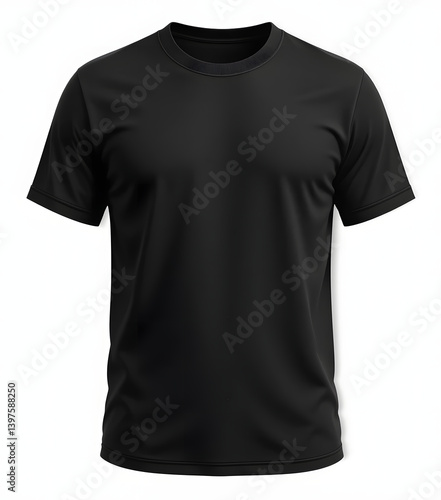 Blank black shirt mock up template, front and back view, isolated on white, plain t-shirt mockup. 