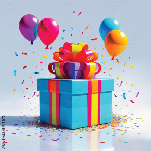 Magic gifts with balloons, joy gifts, surprise blue gift boxes, special gift packages, loyalty program gifts.