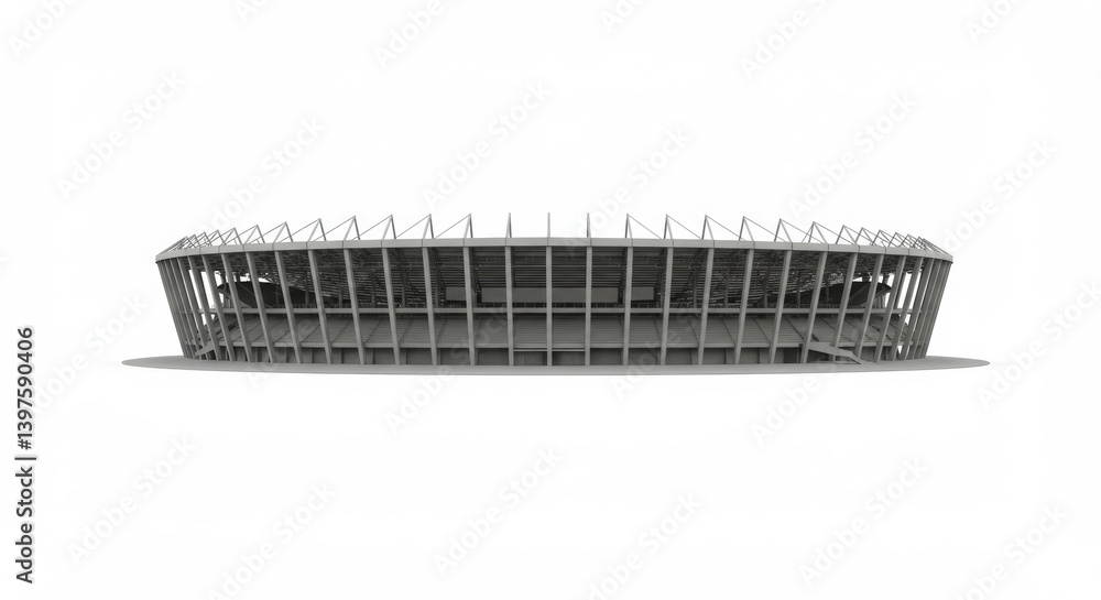 Elegant Architectural Rendering of a Large Stadium on a Clean White Backdrop Elegant Architectural Rendering of a Large Stadium on a Clean White Backdrop