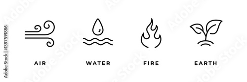 Minimalist Icons of the Four Elements