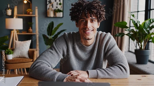 The Smiling Man at Desk