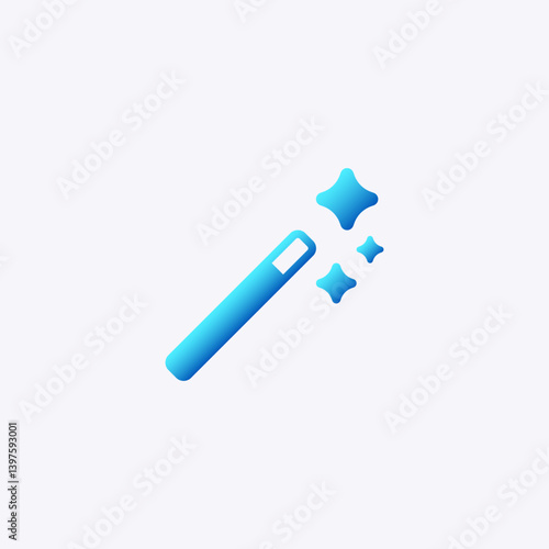 Ai magic wand icon with glowing stars symbolizes effortless artificial intelligence solutions.