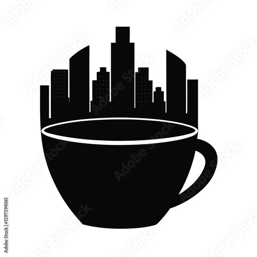 Coffee Cup City Skyline Silhouette