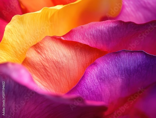 Abstract macro of crushed flower petals with vibrant colors and softbox lighting