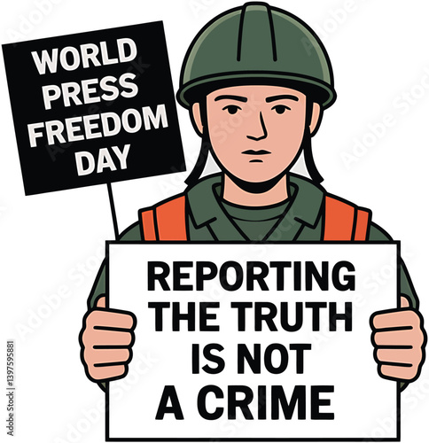 World Press Freedom Day Concept with Microphone, Newspaper, Camera, and Journalistic Symbols in Modern Flat Vector Style – Ideal for Media Rights, Journalism, and Freedom of Speech Themes