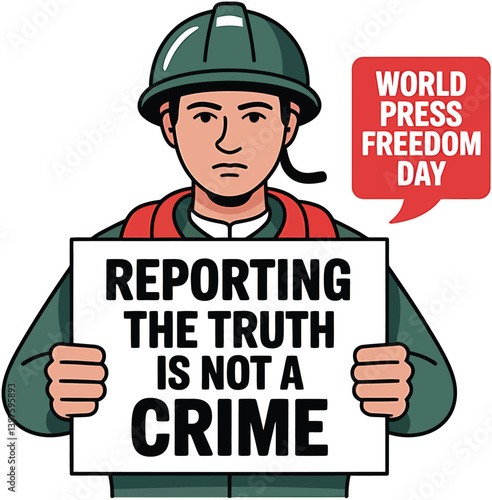 World Press Freedom Day Concept with Microphone, Newspaper, Camera, and Journalistic Symbols in Modern Flat Vector Style – Ideal for Media Rights, Journalism, and Freedom of Speech Themes