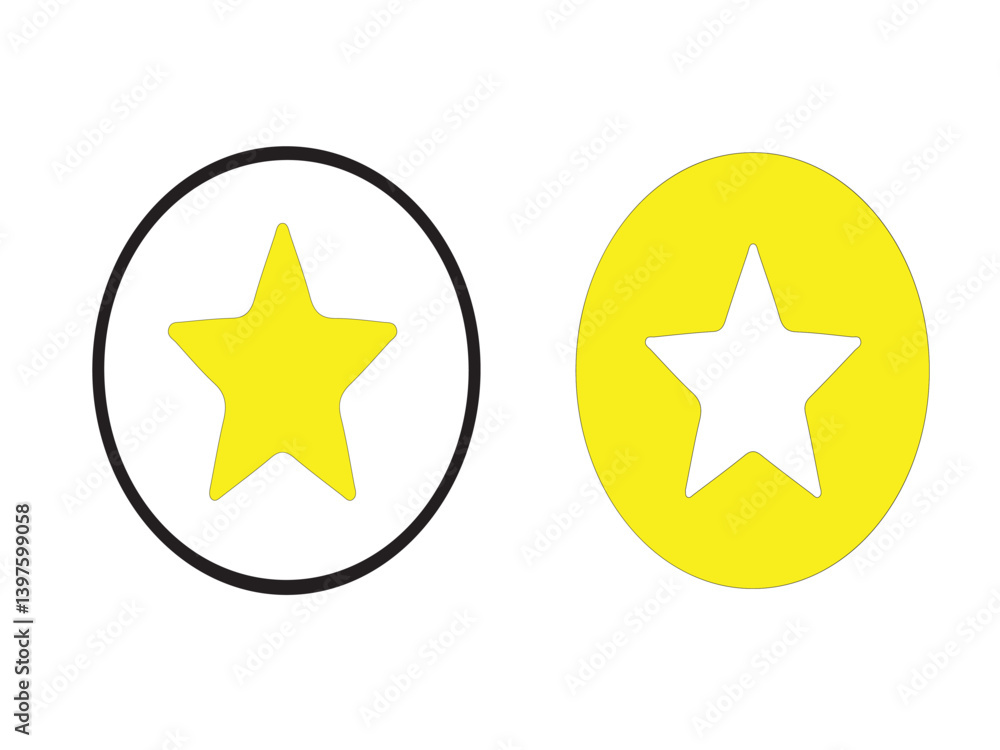 PrintThis image displays two star icons, one with a black outline and a yellow star inside a circle, and the other a solid yellow circle with a white star inside. PrintThis image displays two star icons, one with a black outline and a yellow star inside a circle, and the other a solid yellow circle with a white star inside.