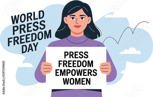 World Press Freedom Day Concept with Microphone, Newspaper, Camera, and Journalistic Symbols in Modern Flat Vector Style – Ideal for Media Rights, Journalism, and Freedom of Speech Themes