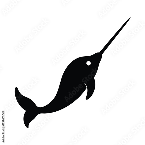 Narwhal Long Tusk Silhouette Vector