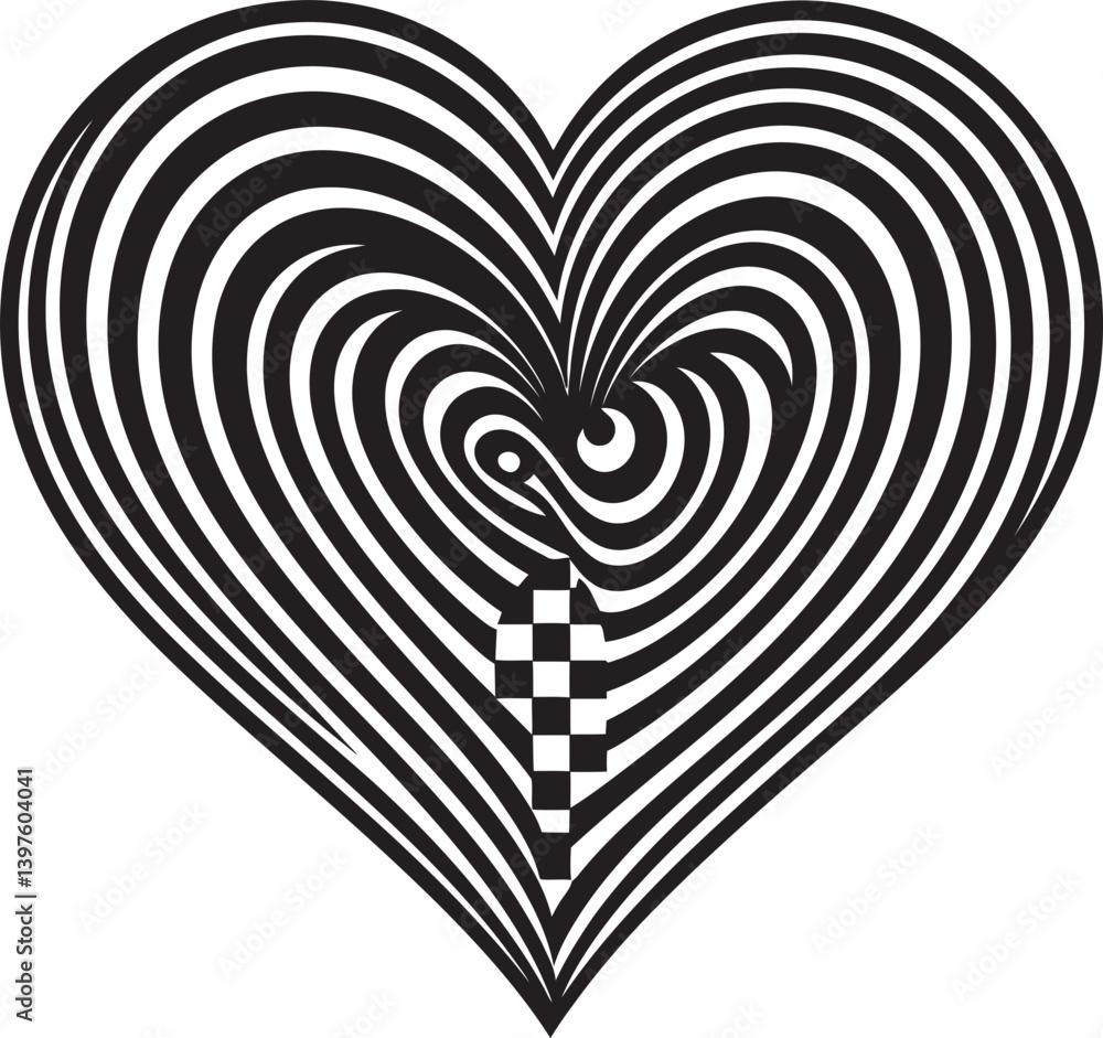 Obraz premium The Creative Pulse How Heart Shape Line Drawings Reflect the Artist Emotional State