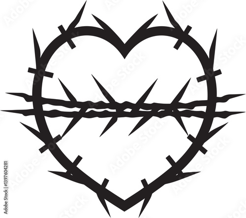 The Heart  Thorny Path Exploring Love and Pain Through Barbed Wire Imagery