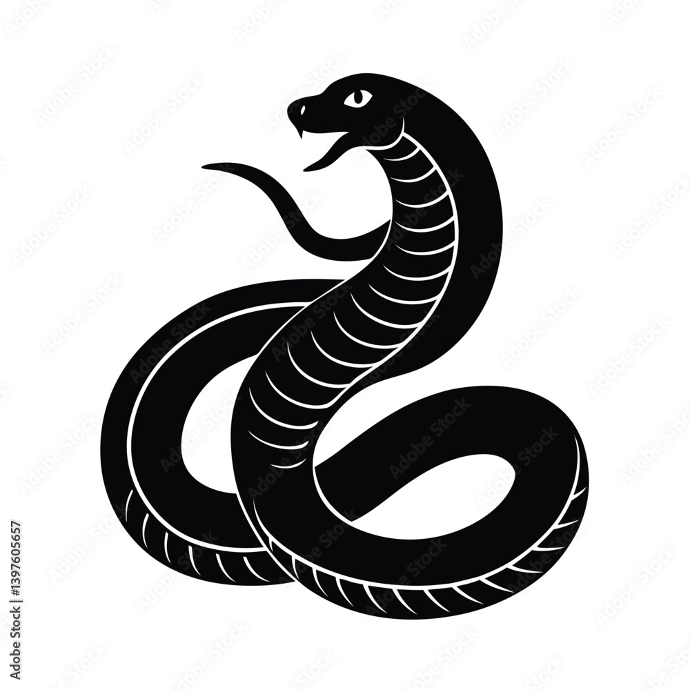 Fototapeta premium Snake Coiled Desert Vector Art