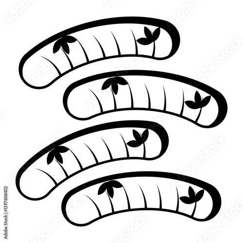 hotdog  Bangers breakfast vector icon design, German cuisine symbol, Germany Serving Platter sign, European gastronomy food culture stock illustration, Homemade pork sausages and herbs concept