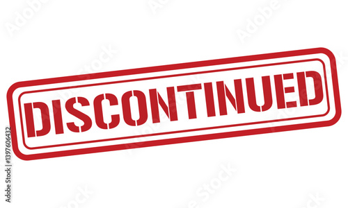 DISCONTINUED red stamp text vector, rubber stamp