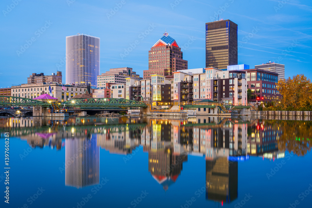Rochester, New York, USA Cityscape on the Genesee River