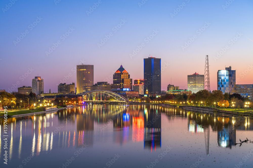 Rochester, New York, USA Cityscape on the Genesee River