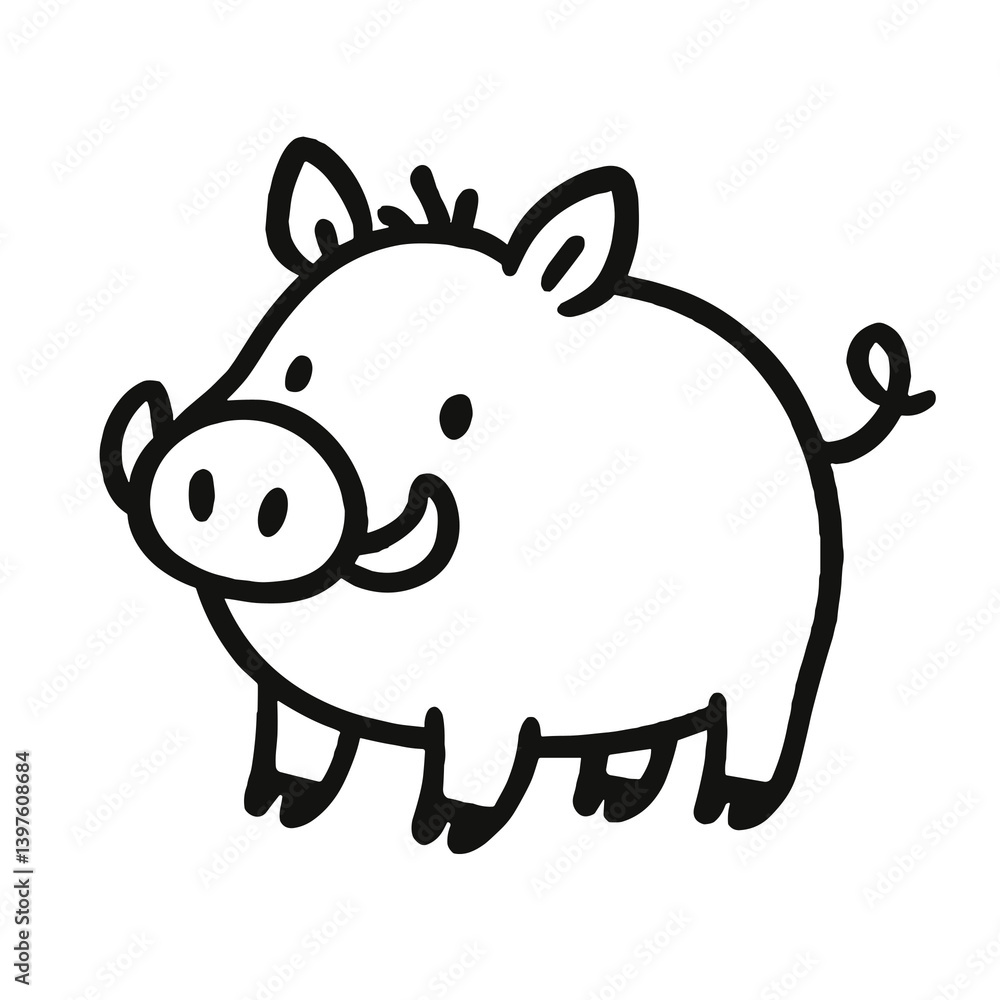Fototapeta premium Cute Boar Illustration
