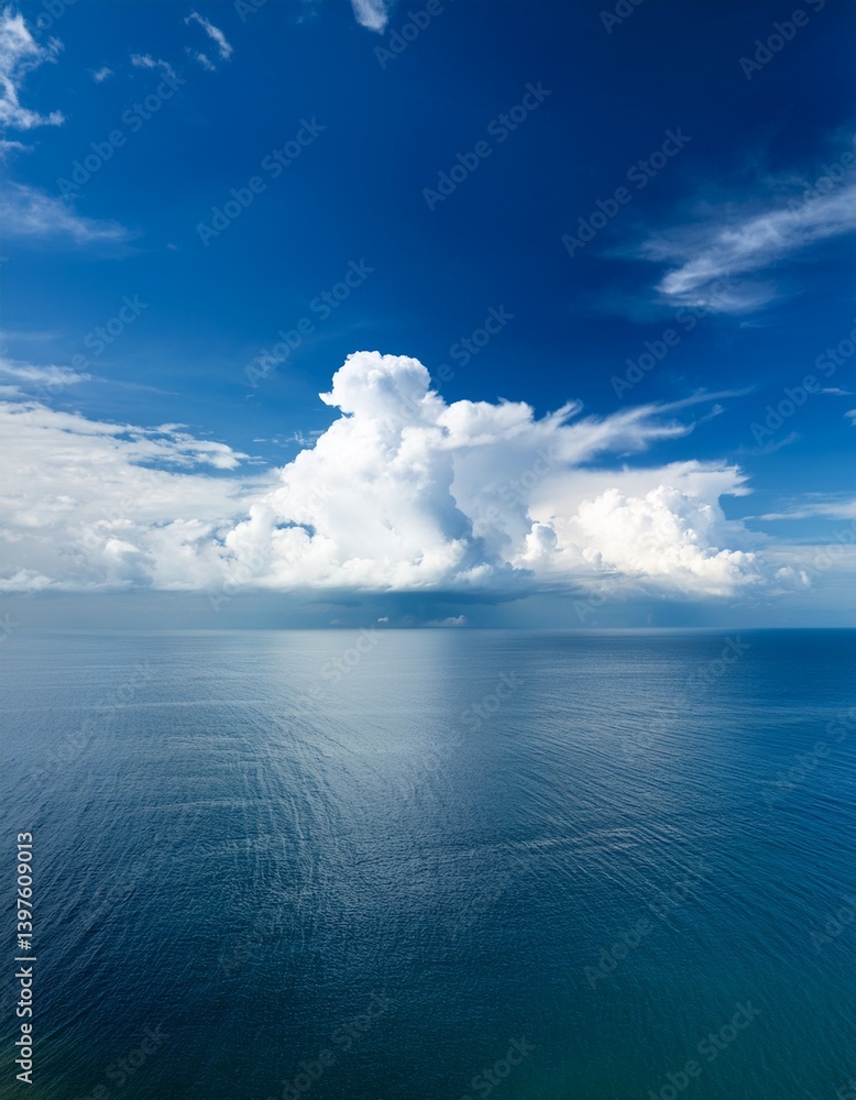 Fototapeta premium 6月の青空に浮かぶ大きな雲、梅雨の合間の清らかな景色