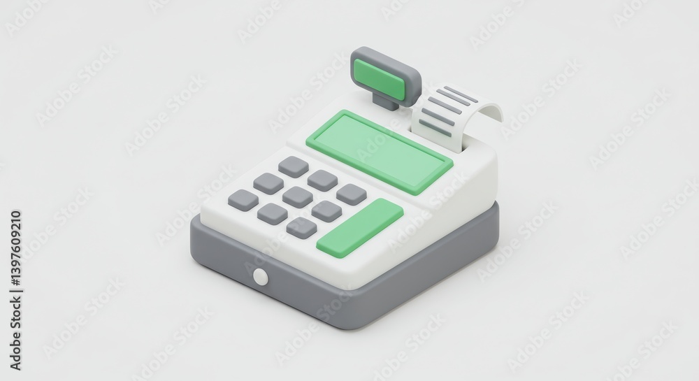 Isolated Cash Register Machine on White Background for Retail Transactions Isolated Cash Register Machine on White Background for Retail Transactions