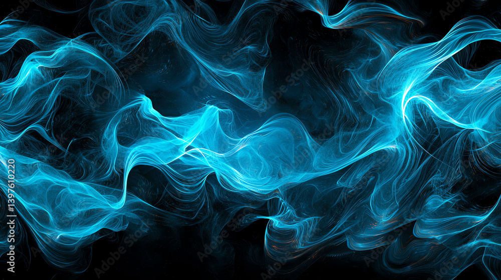 Fototapeta premium Abstract Background Glowing Blue Wavy Lines and Dynamic Flow