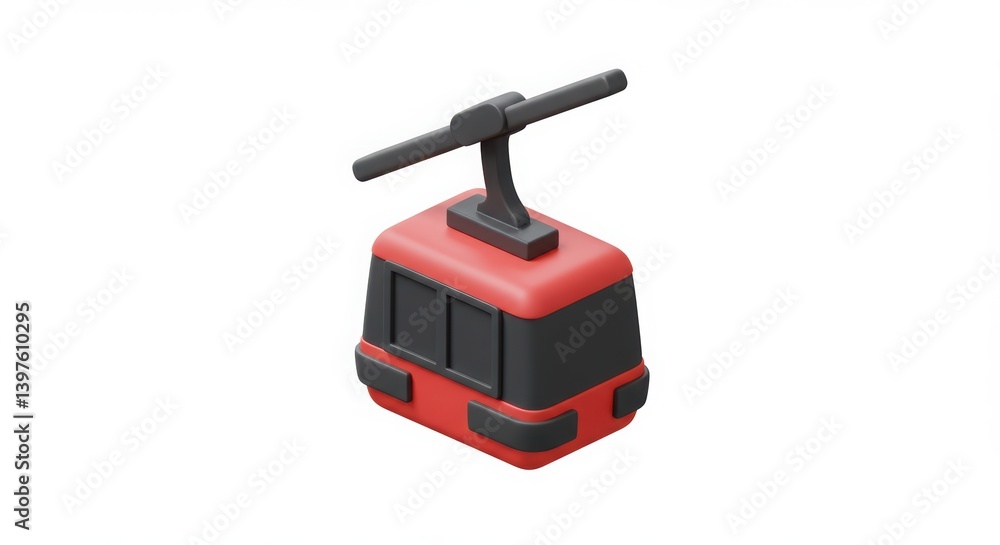 Fototapeta premium Isolated Red Gondola Car Illustration for Mountain Transport and Tourism