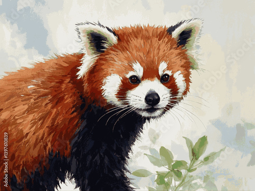 Whimsical ember tails red panda isolated watercolor vector illustration svg 