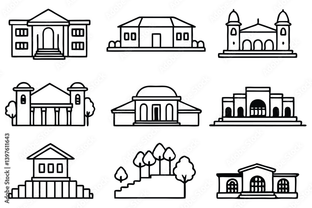 Fototapeta premium Different Types of Villas Vector Set