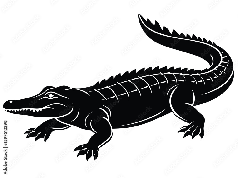 Fototapeta premium Isolated reptile featuring a small lizard and a crocodile on a white background