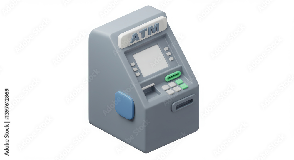 Isometric Style Atm Machine on White Background for Banking Concept Isometric Style Atm Machine on White Background for Banking Concept