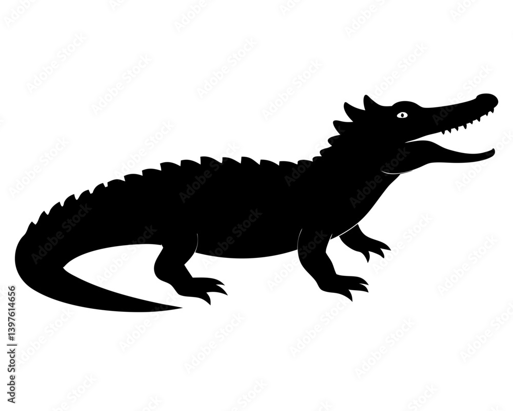 Naklejka premium Crocodile Silhouette Vector Design, Crocodile SVG, Crocodile Icon