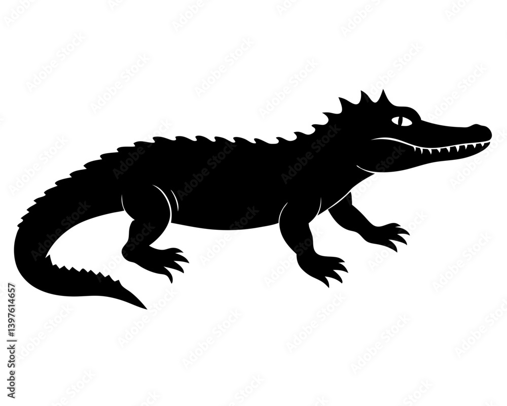 Fototapeta premium Crocodile Silhouette Vector Design, Crocodile SVG, Crocodile Icon