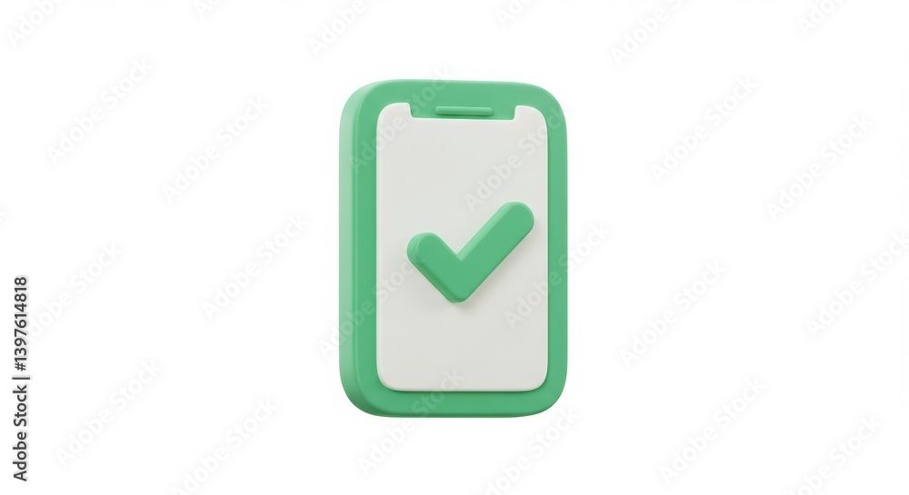 Mobile Phone with Checkmark Icon Showing Confirmation or Approval Status Mobile Phone with Checkmark Icon Showing Confirmation or Approval Status