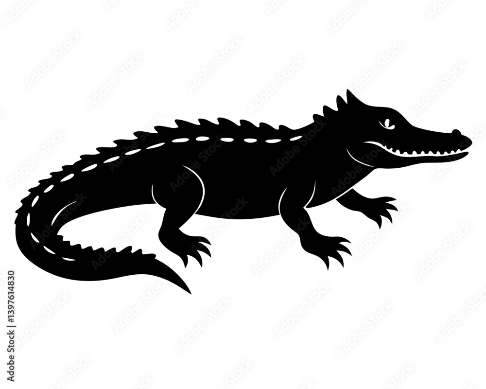 Fototapeta premium Crocodile Silhouette Vector Design, Crocodile SVG, Crocodile Icon