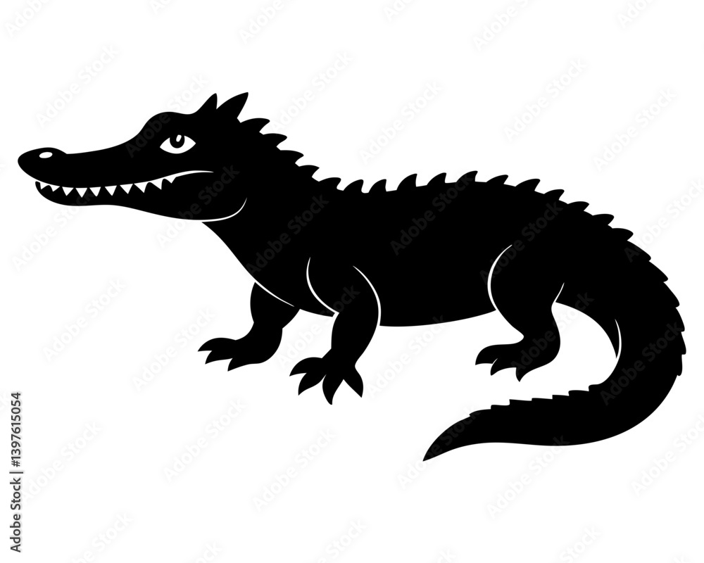 Naklejka premium Crocodile Silhouette Vector Design, Crocodile SVG, Crocodile Icon