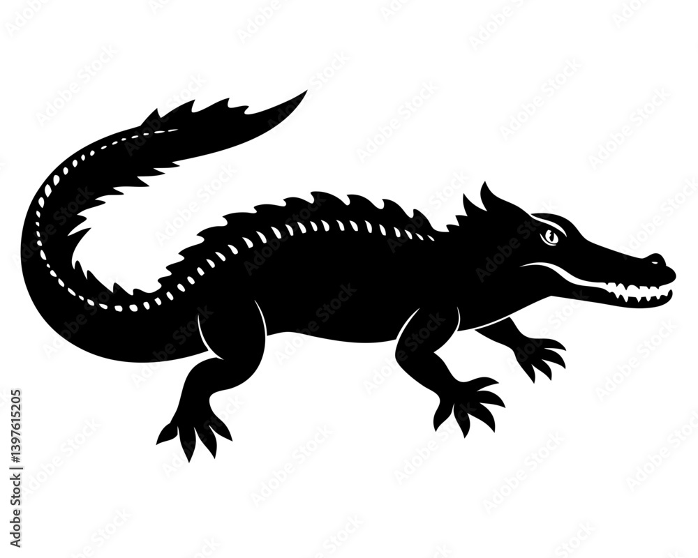Fototapeta premium Crocodile Silhouette Vector Design, Crocodile SVG, Crocodile Icon